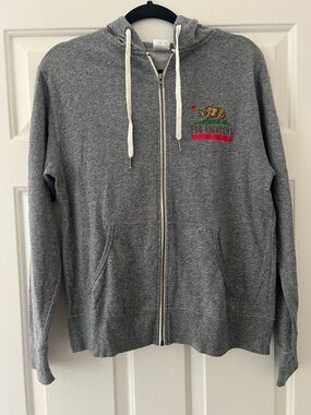 Foo Fighters Gray Zip-Up Hoodie with California Bear Logo - Size M
